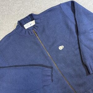 Northeast Knitting Mills Sweater Mens L Blue Full Zip Cotton Crewneck Made USA